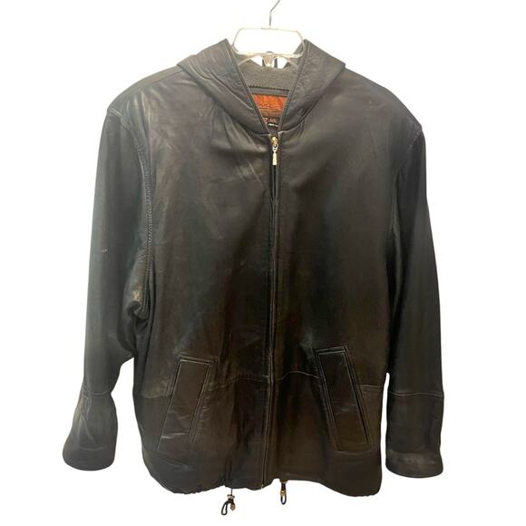 Cayenne Men’s Hooded Soft Leather Bomber Jacket Coat, Black, Street Style, L - Picture 3 of 11